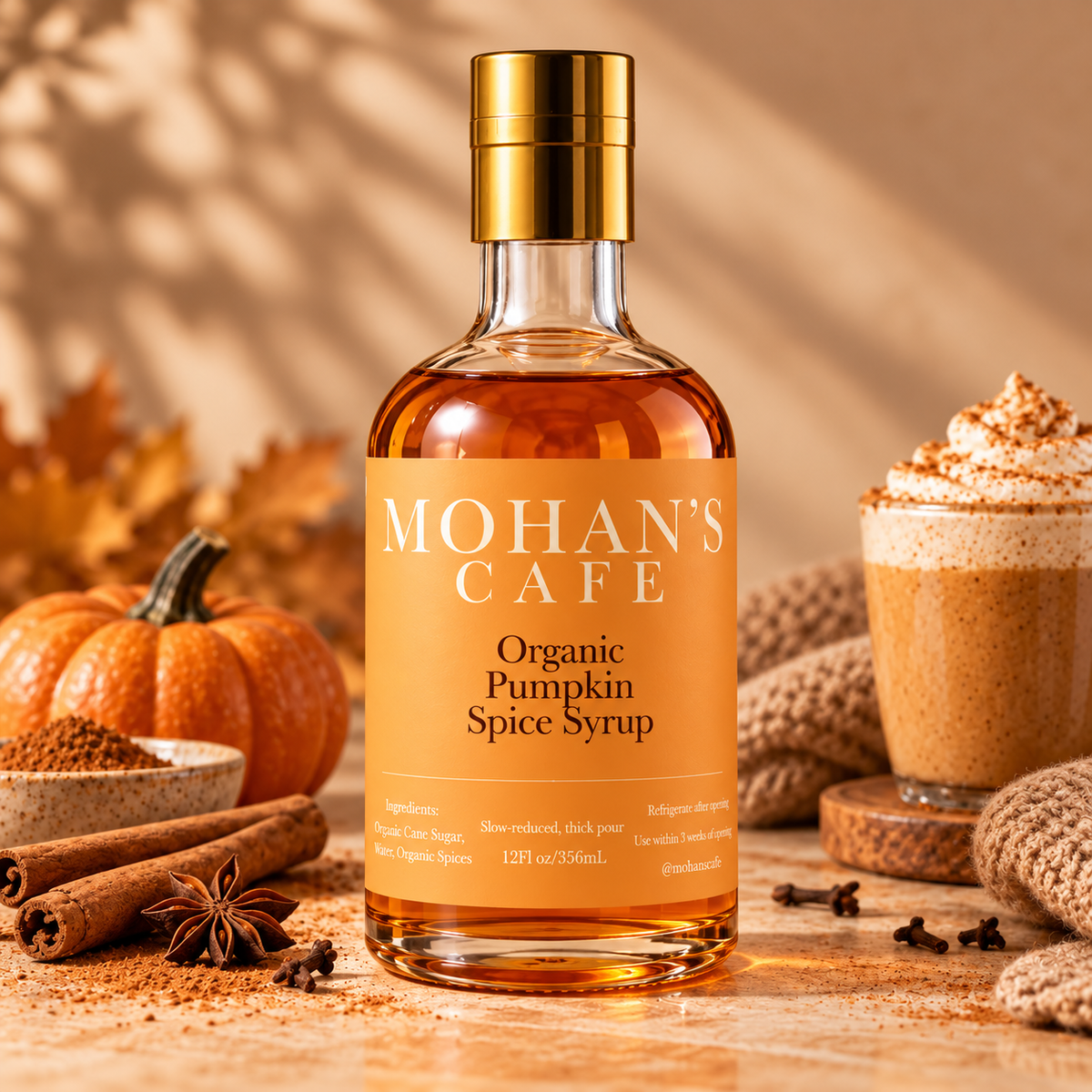 Mohan's Cafe Organic Pumpkin Spice Syrup